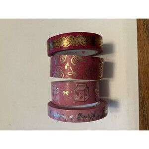 Simply Gilded Washi Tapes Lot Of 4 Pink - gold and silver foils